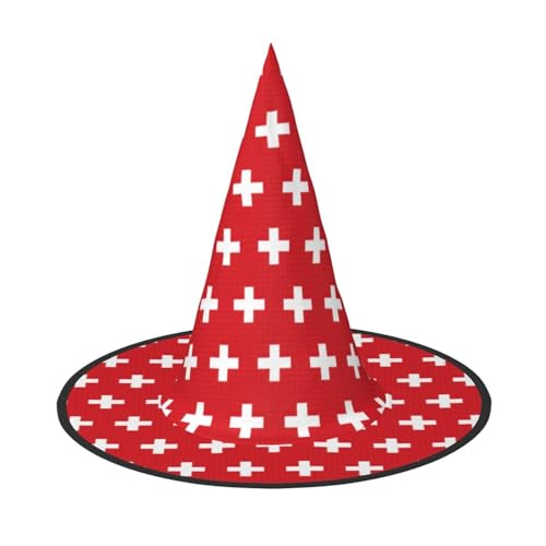 Yyoretp Schweizer Flagge Druck Halloween Kostüm Hexenhut Erwachsene Karneval Cosplay Party Kostüm Zubehör von Yyoretp