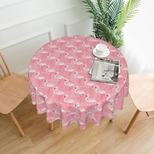 Yyoretp Sommer-Flamingo-Palmenblätter-Druck, runde dekorative Tischdecke, wasserabweisend, Tischdecke für Küche, Hochzeit, 152 cm Yyoretp Sommer-Flamingo-Palmenblätter-Druck, runde dekorative Tischdecke, wasserabweisend, Tischdecke für Küche, Hochzeit, 152 cm von Yyoretp