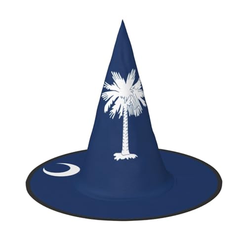 Yyoretp South Carolina Flagge Druck Halloween Kostüm Hexenhut Erwachsene Karneval Cosplay Party Kostüm Zubehör von Yyoretp
