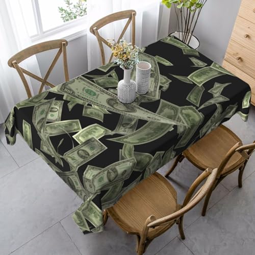 Yyoretp Stilvolle rechteckige Tischdecke mit Dollarzeichen, Gelddruck, waschbar, für Hochzeit, Party, Küche, Esszimmer, dekorativ von Yyoretp