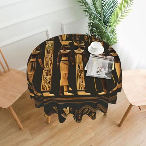 Yyoretp Tischdecke, antiker ägyptischer Hieroglyphen-Druck, rund, dekorativ, wasserabweisend, Tischdecke für Küche, Hochzeit, 152 cm Yyoretp Tischdecke, antiker ägyptischer Hieroglyphen-Druck, rund, dekorativ, wasserabweisend, Tischdecke für Küche, Hochzeit, 152 cm von Yyoretp