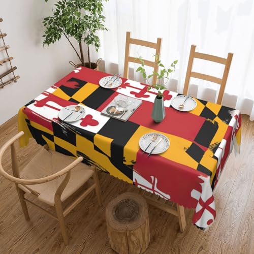 Yyoretp Tischdecke mit Maryland-Flagge, rechteckig, Spitze, wasserabweisend, abwischbar, für Küche, dekorativ, 183 x 137 cm Yyoretp Tischdecke mit Maryland-Flagge, rechteckig, Spitze, wasserabweisend, abwischbar, für Küche, dekorativ, 183 x 137 cm von Yyoretp