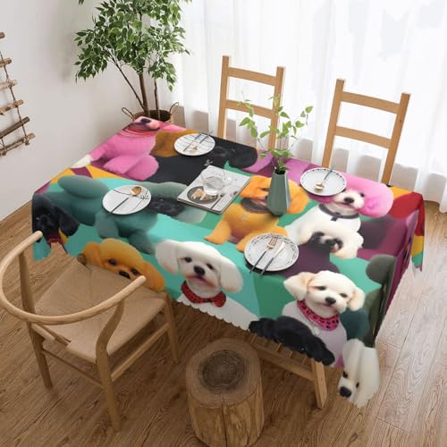 Yyoretp Tischdecke mit Pudel-Motiv, rechteckig, Spitze, wasserabweisend, abwischbar, für Küche, dekorativ, 183 x 137 cm Yyoretp Tischdecke mit Pudel-Motiv, rechteckig, Spitze, wasserabweisend, abwischbar, für Küche, dekorativ, 183 x 137 cm von Yyoretp