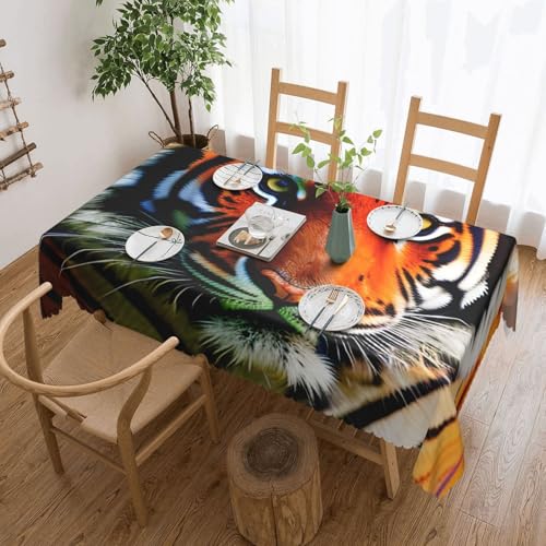 Yyoretp Tischdecke mit Tigerstreifen, rechteckig, Spitze, wasserabweisend, abwischbar, für Küche, dekorativ, 183 x 137 cm Yyoretp Tischdecke mit Tigerstreifen, rechteckig, Spitze, wasserabweisend, abwischbar, für Küche, dekorativ, 183 x 137 cm von Yyoretp