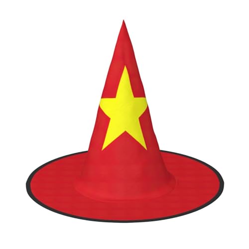 Yyoretp Vietnamesische Flagge Druck Halloween Kostüm Hexenhut Erwachsene Karneval Cosplay Party Kostüm Zubehör von Yyoretp