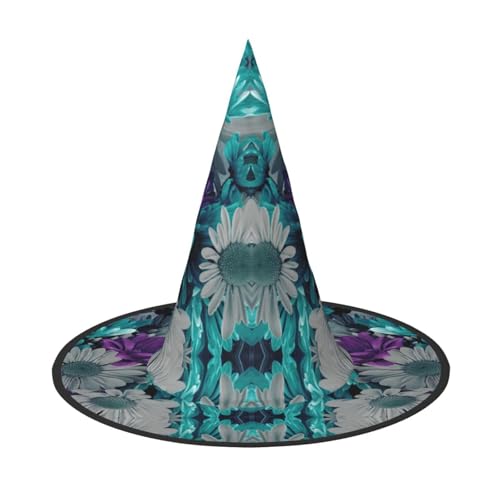 Yyoretp Violette und blaugrüne Blumen Druck Halloween Kostüm Hexenhut Erwachsene Karneval Cosplay Party Kostüm Zubehör Yyoretp Violette und blaugrüne Blumen Druck Halloween Kostüm Hexenhut Erwachsene Karneval Cosplay Party Kostüm Zubehör von Yyoretp