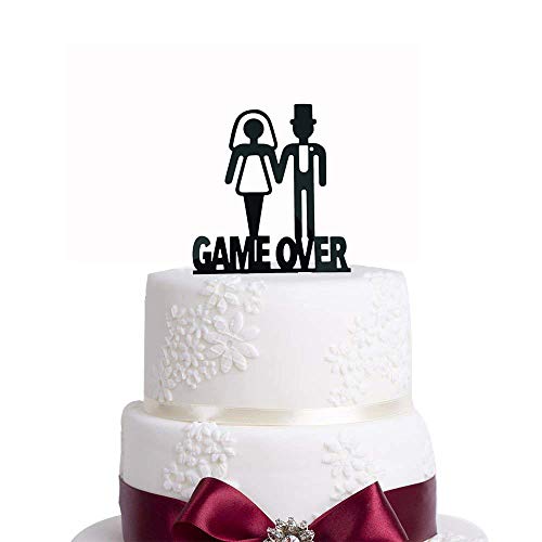 Lustige Hochzeitsparty-Dekorationen, Game Over-Kuchenaufsatz, lustige Hochzeitstortendekoration, Hochzeitstortenaufsatz, Brautpaar von YzYbuaego