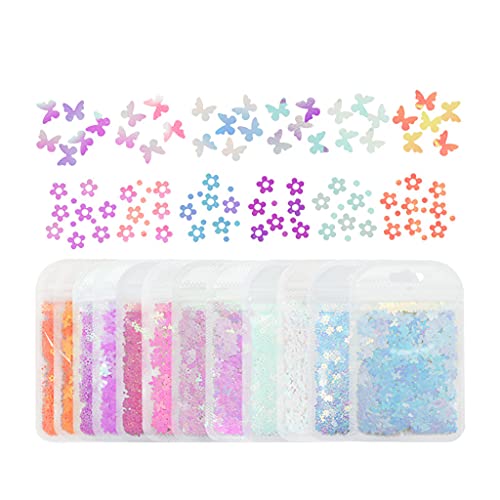 12 Beutel Für Schmetterlingsblumenform Pailletten Flocken Harz Epoxidform Füllungen Nagelkunst Dekorationen Bastelschmuckzubehör Machen Accessoires von Yzdysg