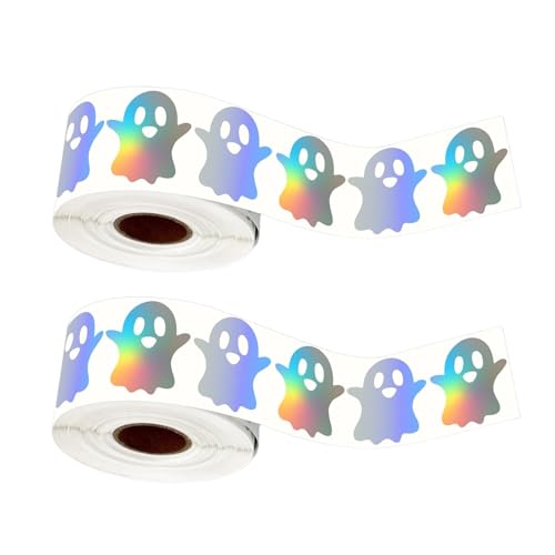 Festives Reflective Bunte Aufkleber Halloween Weihnachten Themen 2 Rollen 500 Aufkleber Rollkleber Handwerk Feiertagsgeschenkschilder von Yzdysg