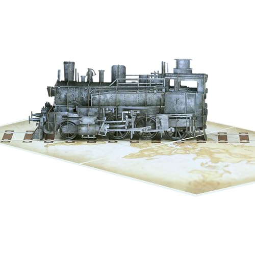 Yzdysg Elegante 3D Popup Dampfzugkarte Für Geburtstage Handgefertigte Grußkarte Mit Umschlag Geschenk Für Dad Grandad Ehemann von Yzdysg