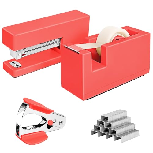 1 Tischhefter und 1 Klebebandabroller – 25 Blatt Kapazität mit 830 Heftklammern und Klammerentferner, rutschfest, für Büro, Schule, Zuhause und Klassenzimmer, Orange 1 Tischhefter und 1 Klebebandabroller – 25 Blatt Kapazität mit 830 Heftklammern und Klammerentferner, rutschfest, für Büro, Schule, Zuhause und Klassenzimmer, Orange von Yzkula
