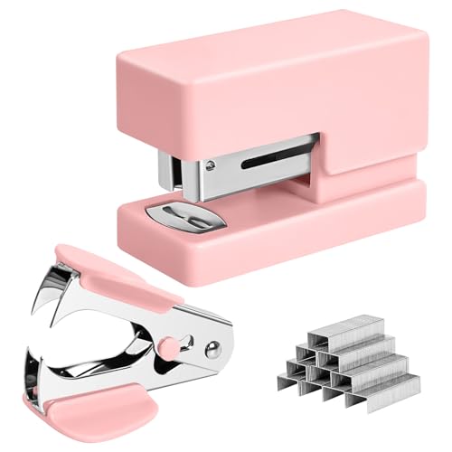 Mini Hefter - Kleine niedliche Schreibtischhefter - 25 Blatt Kapazität mit 830 Heftklammern und Klammerentferner, Desktop-Hefter für Büro, Schule, Zuhause, Rosa Mini Hefter - Kleine niedliche Schreibtischhefter - 25 Blatt Kapazität mit 830 Heftklammern und Klammerentferner, Desktop-Hefter für Büro, Schule, Zuhause, Rosa von Yzkula