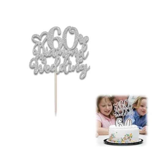 1 x 60. Diamant-Hochzeitstortenaufsatz, wiederverwendbar, ungiftig, Dekoration zum 60. Hochzeitstag, Party, Tisch-Dessert-Dekoration 1 x 60. Diamant-Hochzeitstortenaufsatz, wiederverwendbar, ungiftig, Dekoration zum 60. Hochzeitstag, Party, Tisch-Dessert-Dekoration von YzmrBdqc