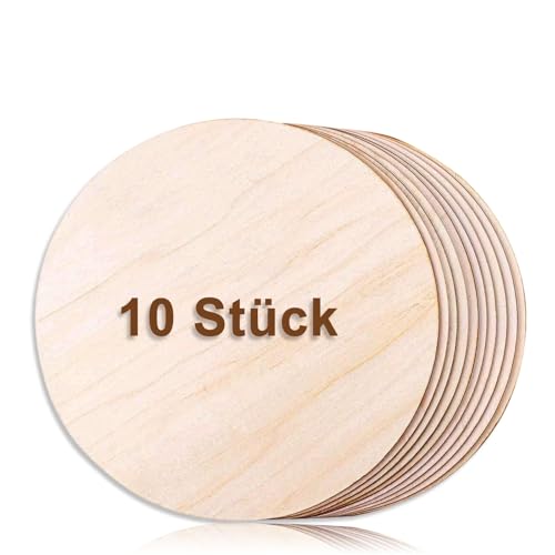10 Stück Runde Holzscheiben mit Loch,10x10cm Holz Log Scheiben Kit mit Loch Unvollendete Holzkreise für DIY, Basteln, Hochzeit, Hängende Dekoration, Malerei, Türschilder von YzmrBdqc