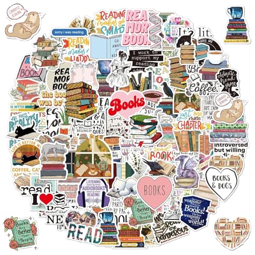 100 Stück Reading Aufkleber, Buch Lesen Sticker, Wasserdichte Vinyl Aufkleber für Wasserflasche Laptop Scrapbook Tagebuch, Inspirational Book Stickers für Erwachsene und Jugendliche 100 Stück Reading Aufkleber, Buch Lesen Sticker, Wasserdichte Vinyl Aufkleber für Wasserflasche Laptop Scrapbook Tagebuch, Inspirational Book Stickers für Erwachsene und Jugendliche von YzmrBdqc