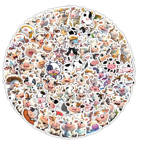 100 Tiere Aufkleber, Kühe Aufkleber,Lustige Aufkleber Tiere, Wasserfeste Sticker für Kleinkinder zum Kleben, Wasserfeste Stickers für DIY Dekoration, Graffiti Style Decals,Laptop,Cow Cartoon Decal von YzmrBdqc