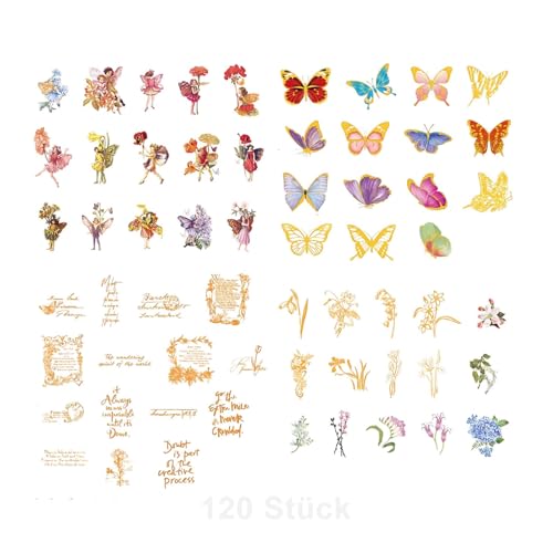 120pcs Vintage Pflanze Aufkleber,Scrapbooking Aufkleber,Fairy Queen Aufkleber,30 Stücke Fantasy Fee Aufkleber,Bronzing Blume Fee Schmetterling dekorative Aufkleber, Vintage-Design-Klebeaufkleber 120pcs Vintage Pflanze Aufkleber,Scrapbooking Aufkleber,Fairy Queen Aufkleber,30 Stücke Fantasy Fee Aufkleber,Bronzing Blume Fee Schmetterling dekorative Aufkleber, Vintage-Design-Klebeaufkleber von YzmrBdqc