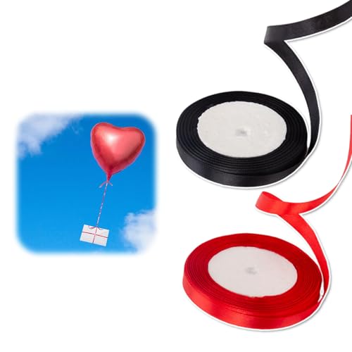 2 Rollen Premium-Seidenballonband, schwarz und rot, 10 mm dünnes Satinband für Hochzeiten, Geschenkverpackungen, Bastelarbeiten, Rot & Schwarz Set 2 Rollen Premium-Seidenballonband, schwarz und rot, 10 mm dünnes Satinband für Hochzeiten, Geschenkverpackungen, Bastelarbeiten, Rot & Schwarz Set von YzmrBdqc