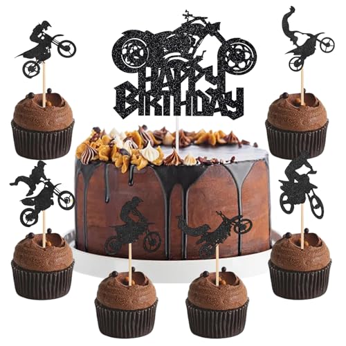 25 Stück Motorrad Tortendeko Kuchen Topper, Happy Birthday Motorrad Cake Topper Dekoration, Motorrad Cupcake Topper für Autocycle Sport Party Männer Jungen Geburtstag Sport Thema Party Dekoration 25 Stück Motorrad Tortendeko Kuchen Topper, Happy Birthday Motorrad Cake Topper Dekoration, Motorrad Cupcake Topper für Autocycle Sport Party Männer Jungen Geburtstag Sport Thema Party Dekoration von YzmrBdqc
