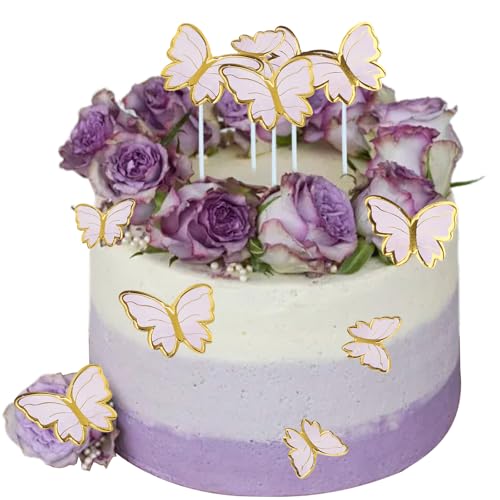 30 Stück Schmetterling Kuchen Dekorationen, Schmetterling Kuchen Topper Set mit Stäbchen, Lila Schmetterling Cupcake Dekoration Picks, Schmetterling Cupcake Topper, Cake Toppers für Baby Shower 30 Stück Schmetterling Kuchen Dekorationen, Schmetterling Kuchen Topper Set mit Stäbchen, Lila Schmetterling Cupcake Dekoration Picks, Schmetterling Cupcake Topper, Cake Toppers für Baby Shower von YzmrBdqc
