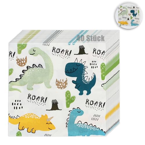 40 STÜCKE Dinosaurier-Serviette,Mehrfarbig,40 Servietten Bunte Dinosaurier, Kinder, Buntes Papiergeschirr für den Kindergeburtstag 33 * 33CM,Tischdeko,Geburtstag, Servietten Dino,Dinos,T-Rex 40 STÜCKE Dinosaurier-Serviette,Mehrfarbig,40 Servietten Bunte Dinosaurier, Kinder, Buntes Papiergeschirr für den Kindergeburtstag 33 * 33CM,Tischdeko,Geburtstag, Servietten Dino,Dinos,T-Rex von YzmrBdqc