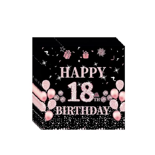 40 Stück Party Servietten Tischdeko für 18. Geburtstag,Servietten rosegold mit Konfetti, Deko 18. Geburtstag Junge Mädchen, Einweg Papierservietten von YzmrBdqc
