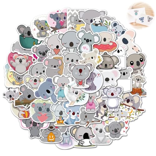 50 Stück Koala Aufkleber,Tiere Aufkleber, Wasserfeste Stickers für DIY Dekoration, Aufkleber Kinder Tiere, Aufkleber Für Kinder, Wasserfest, Lustige Tiermuster,Aufkleber Kinder Set von YzmrBdqc