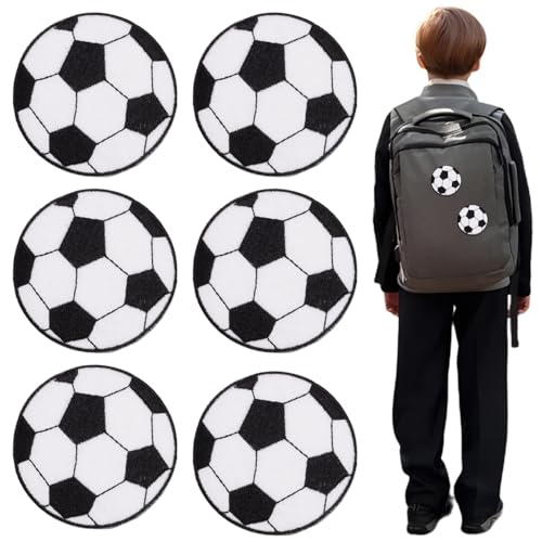 6 Stück Fußball Patches,Fußball Patch gestickt, 6,9 cm, Fußball Fussball Patch Aufnäher Applikation zum Aufbügeln Bügelbild Ball Sport,pplikation Aufnäher zum aufbügeln,Fußballmotiv Bügel Patches von YzmrBdqc