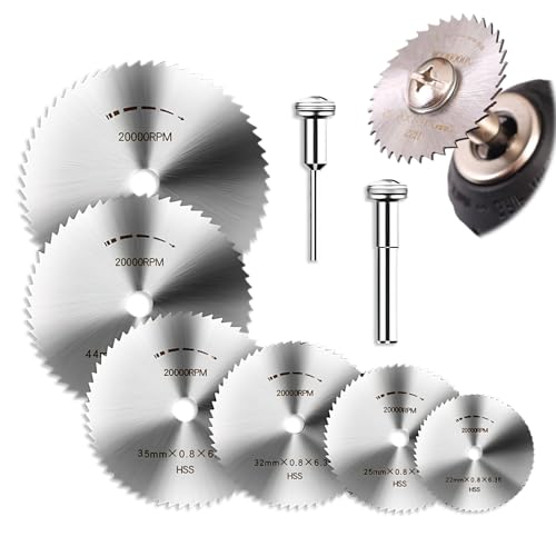 6 Stück HSS Kreissägeblätter, 22-44 mm Klingen mit 2 Verbindungsstangengriffen für Bohrer, Holz, Metallschneiden von YzmrBdqc