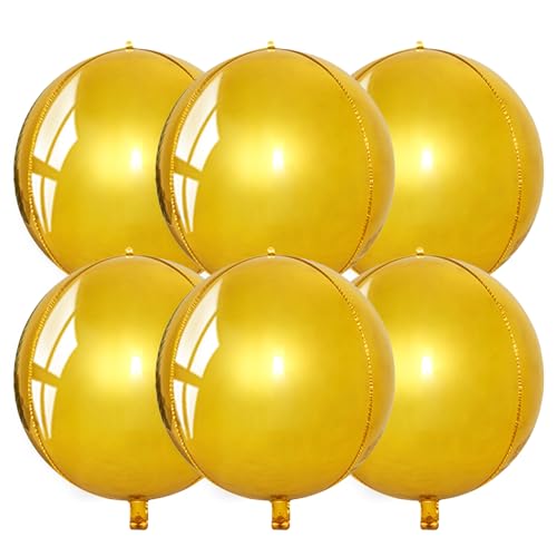 6 Stück goldene runde Folienballons, 55,9 cm, riesige 4D-Folienballons, Champagner-Gold-Metallic-Party-Ballon für Geburtstagsdekorationen, Verlobung, Hochzeit, Dekorationen, Geburtstag, Baby 6 Stück goldene runde Folienballons, 55,9 cm, riesige 4D-Folienballons, Champagner-Gold-Metallic-Party-Ballon für Geburtstagsdekorationen, Verlobung, Hochzeit, Dekorationen, Geburtstag, Baby von YzmrBdqc