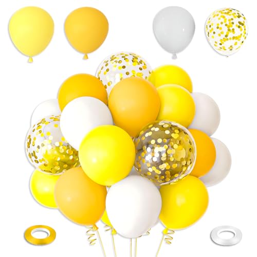 60 Stück Gelbe Luftballons Pastell Gelb Luftballons für Bogen Geburtstag Dekorationen mit Gold Konfetti - Perfekt für Hochzeit, Baby Shower & Party 60 Stück Gelbe Luftballons Pastell Gelb Luftballons für Bogen Geburtstag Dekorationen mit Gold Konfetti - Perfekt für Hochzeit, Baby Shower & Party von YzmrBdqc
