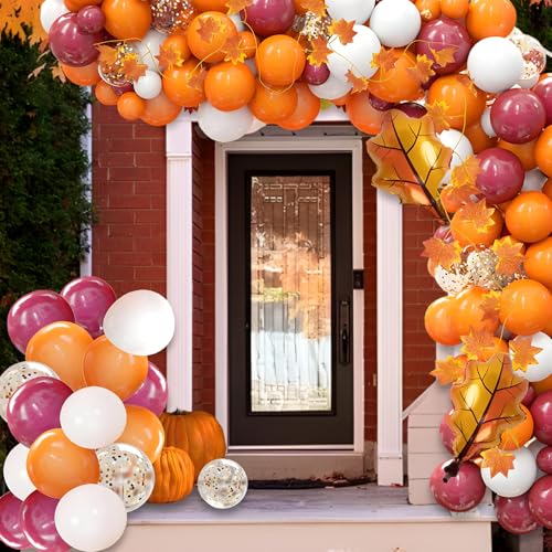 Ballonbogen-Set, Herbst-Party-Dekoration, Ballonbogen-Set, 105 Stück, orangefarbene Luftballons, mit Ahorn-Folienballons, Herbst-Heimdekorationen, für Thanksgiving, Geburtstag, Babyparty, Party Ballonbogen-Set, Herbst-Party-Dekoration, Ballonbogen-Set, 105 Stück, orangefarbene Luftballons, mit Ahorn-Folienballons, Herbst-Heimdekorationen, für Thanksgiving, Geburtstag, Babyparty, Party von YzmrBdqc