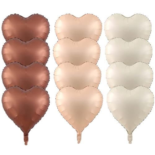 Cremebraune Herzballons, 12 Stück, Aprikose, Kaffee, Beige, Folienballons in Herzform, 45,7 cm, Retro-Folienballons, Valentinstagsballons, für Valentinstag, Verlobung, Geburtstag, Party-Dekorationen Cremebraune Herzballons, 12 Stück, Aprikose, Kaffee, Beige, Folienballons in Herzform, 45,7 cm, Retro-Folienballons, Valentinstagsballons, für Valentinstag, Verlobung, Geburtstag, Party-Dekorationen von YzmrBdqc