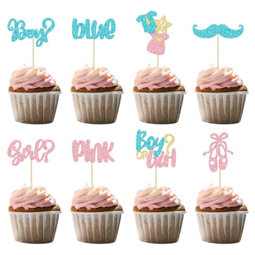Cupcake-Topper für Jungen oder Mädchen, glitzernde Fliege, Picks für Babyparty, Kuchendekoration, Kuchendekoration, rosa oder blau, für Babyparty, Kindergeburtstag, Geschlechtsoffenbarung, Party, 24 Cupcake-Topper für Jungen oder Mädchen, glitzernde Fliege, Picks für Babyparty, Kuchendekoration, Kuchendekoration, rosa oder blau, für Babyparty, Kindergeburtstag, Geschlechtsoffenbarung, Party, 24 von YzmrBdqc