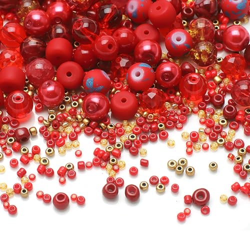 Glasperlen zur Schmuckherstellung, rote Perlen, 8 mm, Glasperlen für Schmuckherstellung, runde Kristallperlen, für selbstgemachte Schmuck, Armbänder, Halsketten, Handys, Bastelzubehör, Rot, 1 Packung Glasperlen zur Schmuckherstellung, rote Perlen, 8 mm, Glasperlen für Schmuckherstellung, runde Kristallperlen, für selbstgemachte Schmuck, Armbänder, Halsketten, Handys, Bastelzubehör, Rot, 1 Packung von YzmrBdqc