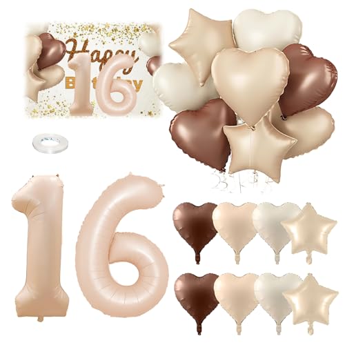 Luftballons Geburtstag 16 Geburtstag 16 Geburtstag Deko mit Folienzahl & Herz Luftballons Süße 16 Geburtstag Deko für Jungen Mädchen von YzmrBdqc