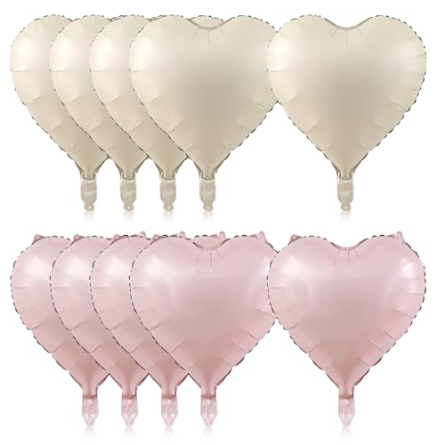 Pink-weiße Herzballons, 45,7 cm, hellrosa, cremefarben, Folienballons, Liebesballon, rosa beige, Herzballon für Valentinstag, Verlobung, Geburtstag, Babyparty, Hochzeits-Party-Dekoration, 10 Stück Pink-weiße Herzballons, 45,7 cm, hellrosa, cremefarben, Folienballons, Liebesballon, rosa beige, Herzballon für Valentinstag, Verlobung, Geburtstag, Babyparty, Hochzeits-Party-Dekoration, 10 Stück von YzmrBdqc