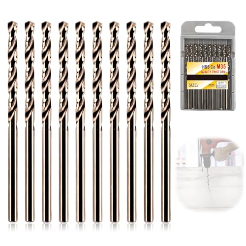 Spiralbohrer, HSS, Kobalt-Bohrer, 3 mm, zum Bohren von Edelstahl und Metall, Fliesen, Holz, Kunststoff, 10 Stück Spiralbohrer, HSS, Kobalt-Bohrer, 3 mm, zum Bohren von Edelstahl und Metall, Fliesen, Holz, Kunststoff, 10 Stück von YzmrBdqc