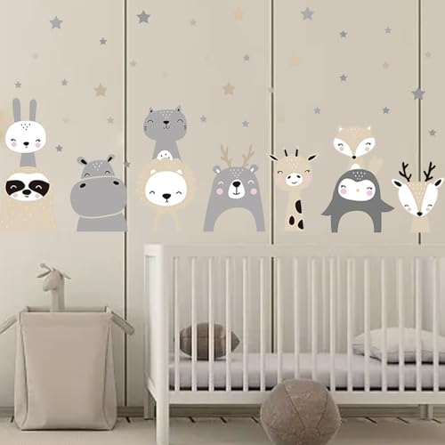 Tier Wandtattoo,Kind Wald Tiere Wandaufkleber, Abnehmbar DIY Wandbild Wandsticker für Kinderziemmer Dekoration, Boho Grau Braun Waldland Tier Wandsticker, Wandtattoo Waldtiere Set Wandsticker Tier Wandtattoo,Kind Wald Tiere Wandaufkleber, Abnehmbar DIY Wandbild Wandsticker für Kinderziemmer Dekoration, Boho Grau Braun Waldland Tier Wandsticker, Wandtattoo Waldtiere Set Wandsticker von YzmrBdqc