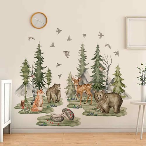 Waldtiere Wandsticker,Wandtattoo Waldtiere Kinderzimmer,Hirsch Bär Wandsticker Kinderzimmer,Wohnzimmer Schlafzimmer Wanddeko, Wandsticker Wanddeko für Kinderzimmer Babyzimmer Schlafzimmer Waldtiere Wandsticker,Wandtattoo Waldtiere Kinderzimmer,Hirsch Bär Wandsticker Kinderzimmer,Wohnzimmer Schlafzimmer Wanddeko, Wandsticker Wanddeko für Kinderzimmer Babyzimmer Schlafzimmer von YzmrBdqc
