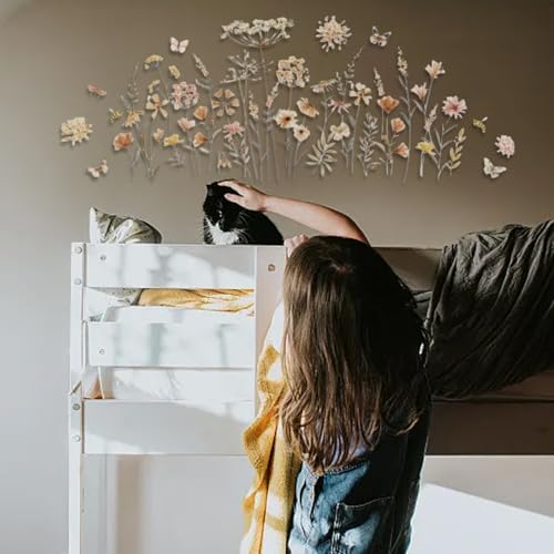 Wandtattoo,Wandtattoo Pusteblume,Blumen für Kinderzimmer Mädchen, Blumen Boho Wandaufkleber,Bunt Wandsticker Löwenzahn für Schlafzimmer,Hintergrund Wanddeko,Fenster Tür Wanddeko von YzmrBdqc