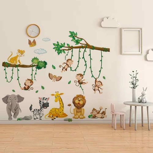 Wandtattoo Affen Dschungel Tiere Reben Wandaufkleber Affen Baum,Kinderzimmer Tierische Party Wandaufkleber Elefant Giraffe Löwe Affe Zebra Eule für Jungen Mädchen Babyzimmer Schlafzimmer Wanddeko Wandtattoo Affen Dschungel Tiere Reben Wandaufkleber Affen Baum,Kinderzimmer Tierische Party Wandaufkleber Elefant Giraffe Löwe Affe Zebra Eule für Jungen Mädchen Babyzimmer Schlafzimmer Wanddeko von YzmrBdqc