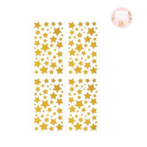 Weihnachten Aufkleber Sterne, Sterne Aufkleber Glitzer Sticker Gold Weihnachtssticker Weihnachtsaufkleber,4 pcs Sticker Stern Gold, Stern Aufkleber Glitzer Gold Etiketten Selbstklebend(Gold) von YzmrBdqc