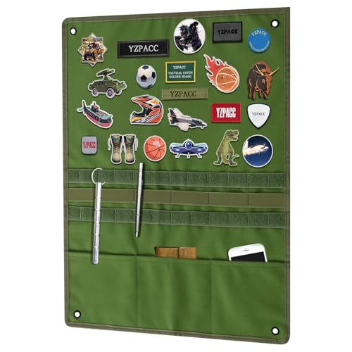 Yzpacc Tactical Patch Display Board Military Patch Holder Panel Foldable Patch Holder Panel Hanging Organizer mit mehreren Pocket für militärische Armee von Yzpacc