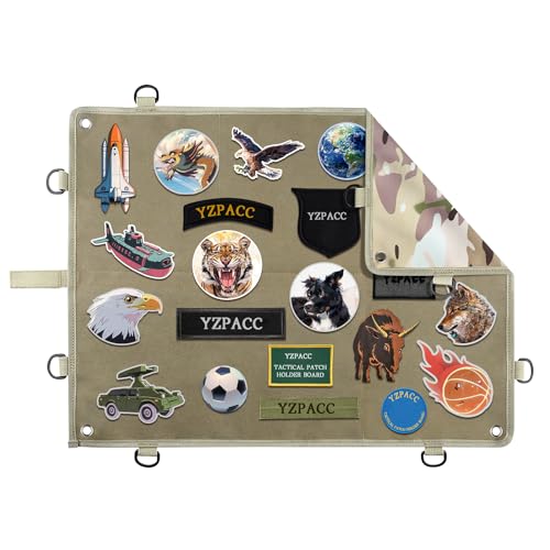 Taktische Morale Patch-Display-Tafel, Haken & Schlaufen-Oberfläche, D-Ringe & Patches Panel, Halterung für Militär-Armee (60 x 45 cm) (Camo) von Yzpacc