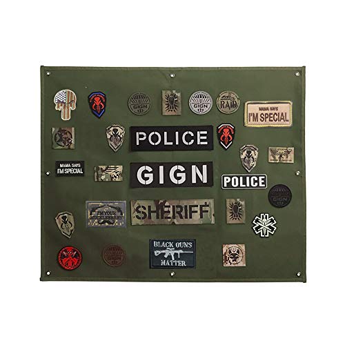 Anzeigetafel für taktische Aufnäher, mit Klettband, faltbar, für lustige Militäraufnäher, Aufhängetafel für Militär, Armee, Grün (84 x 70 cm) von Yzpacc