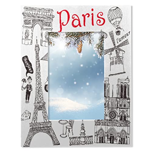 Yzrwebo Eiffelturm 10,2 x 15,2 cm Bilderrahmen Notre Dame Paris Bilderrahmen für Tischplatte Display und Wandmontage, Holz-Bilderrahmen für die ganze Familie, Zuhause, Büro, Dekoration von Yzrwebo
