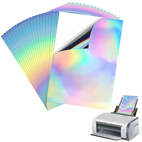 Yzswdox 20 Stück A4 Hologramm Papier, Aufkleber Papier, Bedruckbares Stickerpapier Wasserdicht Holographic Vinyl Folie für Laser und Tintenstrahldrucker Drucker von Yzswdox