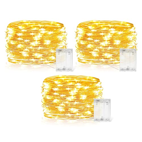 YzzYzz Lichterkette Batterie,Lichterkette Innen Batterie 3 x 6M,60 LED Lichterkette Fairy Lights,Mini Lichterkette Draht Zimmer Deko, Geburtstags Deko,Lighting Geschenk Deko, Weihnachten.(Warmweiß) von YzzYzz