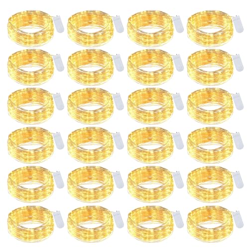 Lichterkette Innen Batterie,Micro LED Lichterkette Batterie 24 x 1.5M,Mini 15LED Lichterkette mit Batterie,Fairy Lights Wasserdicht für Party Hochzeit Zimmer Deko Weihnachten Beleuchtung Deko von YzzYzz